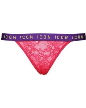 DSquared² Logo Lace Thongs - Purple