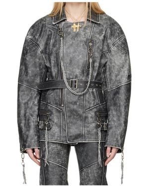 KNWLS Nihil Moto Leather Jacket - Gray