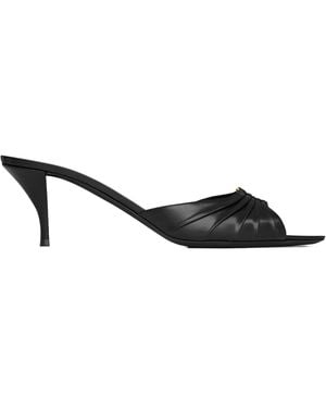 Saint Laurent Babylone Logo Plaque Mules - Black