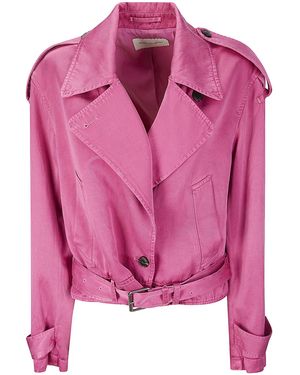 Dries Van Noten Overdyed Biker Jacket - Pink