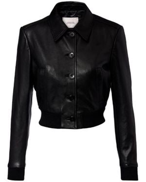 Dorothee Schumacher Sleek Statement Cropped Leather Blouson Jacket - Black