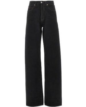 Saint Laurent Contrast-Stitch Wide-Leg Jeans - Black