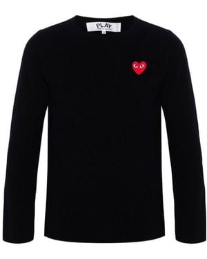 COMME DES GARÇONS PLAY Heart-Patch Wool Jumper - Black
