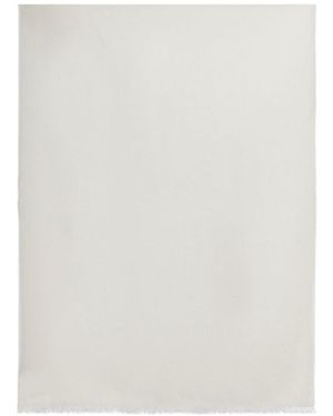 Max Mara Vetusta Fringed Edge Scarf - White