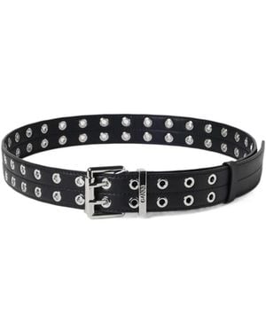 Ganni Double Eyelet Belt - White