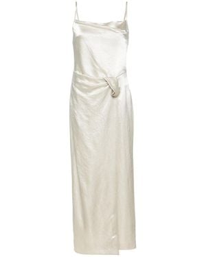 Nanushka Ruched-Detailing Satin Midi Dress - White