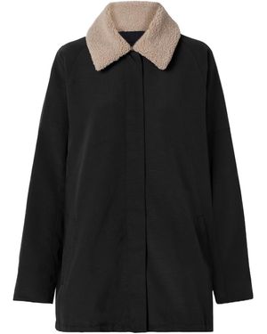 Tibi Shearling-Collar Jacket - Black