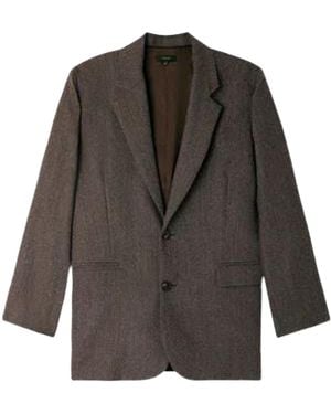 Soeur Herringbone-Pattern Single-Breasted Blazer - Grey