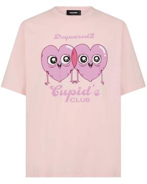 DSquared² Cupid's Club Cotton T-Shirt - Pink