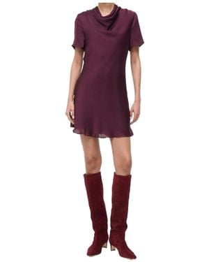 STAUD Iris Silk Dress Syrah - Red