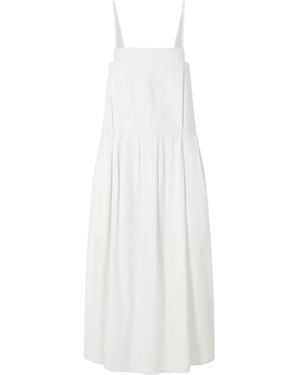 KHAITE Wes Pleated Cotton Poplin Maxi Dress in White | Lyst