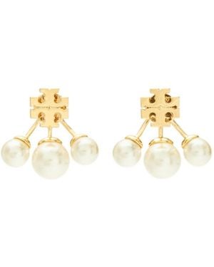 Tory Burch Kira Post-Back Pearl Earrings - Metallic