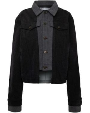 JW Anderson Logo-Appliqué Layered Denim Jacket - Black