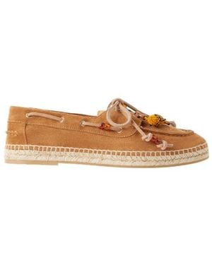 Aquazzura Embellished Suede Espadrille Loafers - Brown