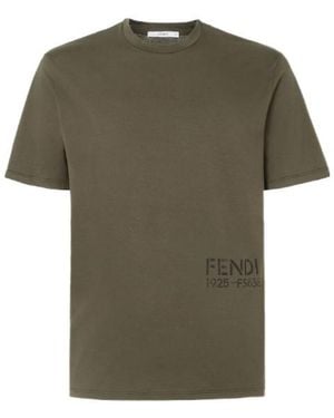 Fendi Logo-Print Cotton T-Shirt - Green