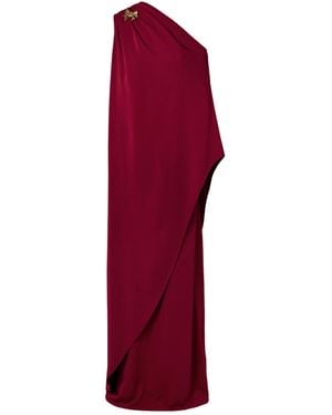 Oscar de la Renta One-Shoulder Embellished Dress - Red
