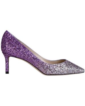 Jimmy Choo Logo Matching High-Heeled Shoes - Purple