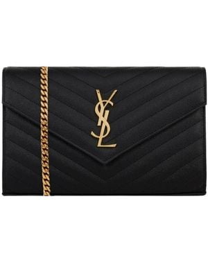 Saint Laurent Logo Flip Shoulder Bag - Black