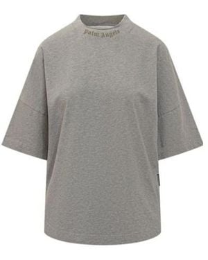 Palm Angels Collar-Detail Short-Sleeves T-Shirt - Gray
