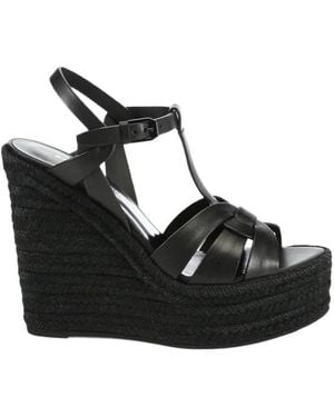 Saint Laurent Tribute Wedge Espadrilles - Black