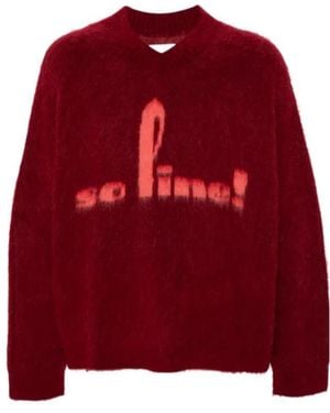 Martine Rose Brushed V-Neck Jumper - Red