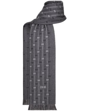 Dior Homme Cd Icon Fringed Edge Scarf - Blue