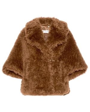 Max Mara Double-Breasted Faux-Fur Jacket - Brown