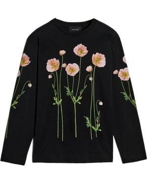 Simone Rocha Poppy Field Printed Long-Sleeve T-Shirt - Black