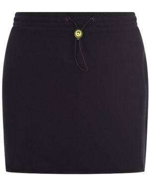 Barrow High Waist Curved Hem Mini Skirt - Blue