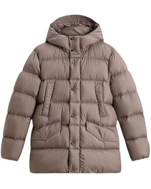 Woolrich Cloud Quilted Hooded Jacket - Brown