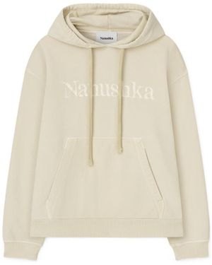 Nanushka Logo-Embroidered Drawstring Hoodie - Natural
