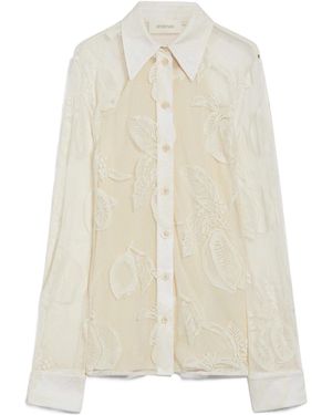 Sportmax Lace Detailed Long-Sleeved Top - White