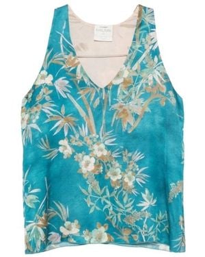 forte_forte Floral-Print Sleeveless Top - Blue
