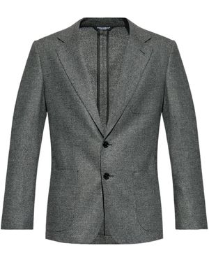 Dolce & Gabbana Single-Breasted Straight Leg Jacket - Grey