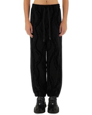 Versace Jeans Couture Jogger Trousers With Textured Pattern - Black