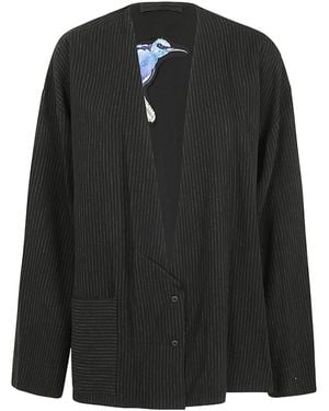 Maria Calderara Pinstripe Open Jacket - Black