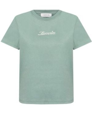 Lanvin Logo Embroidered Crewneck T-Shirt - Green