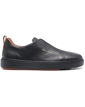 Santoni Slip-On Leather Trainers - Black