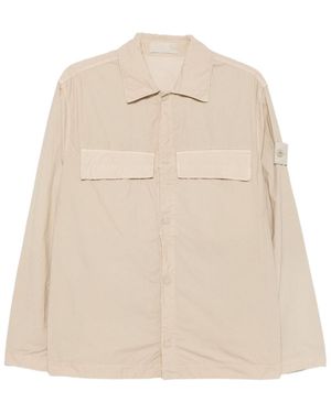 Stone Island Logo-Patch Pocket Shirt - Natural