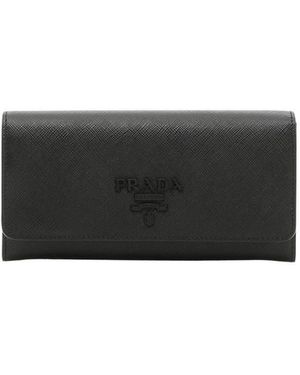 Prada Large Saffiano Leather Wallet - Black