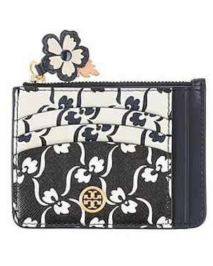 Tory Burch Floral Print Card Holder - Black