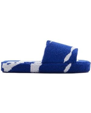 Burberry Snug Cotton-Towelling Slippers - Blue