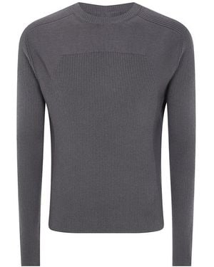 Rick Owens Ribbed-Knit Panelled Jumper - Blue