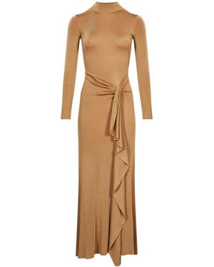 Roland Mouret Knit Drape Long Sleeved Gown - Natural