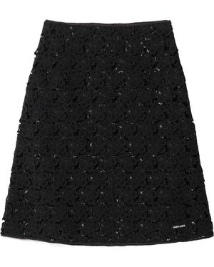 Miu Miu Cotton Macramé Mini Skirt - Black
