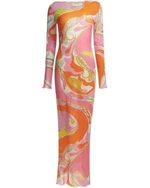 PUCCI Pucci Orchidee Printed Long Dress - Red