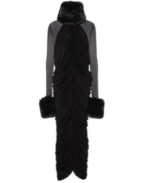 Magda Butrym Faux Fur-Trimmed Maxi Dress - Black