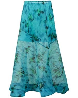 Ganni Shibori Organza Fluid Skirt - Blue