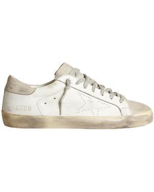 Golden Goose Super-Star Sneakers With Perforated Star And Ice- Nubuck Heel Tab - White
