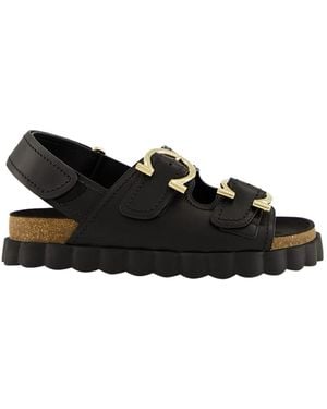 Ferragamo Ferragamo Gancini Double Buckle Sandals - Black